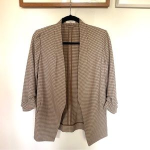 Aritzia power blazer, beige check plaid